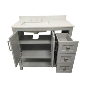 English Elm Vega Bathroom Vanity with Carrara Marble Sink, Soft-Close Storage, and Elegant Open Shelf Design Gray 36" FS-VEGA36-KD-GY-GG