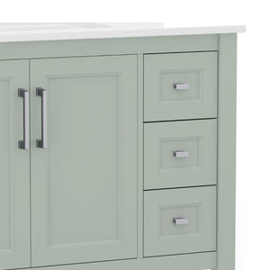 English Elm Vega Bathroom Vanity with Carrara Marble Sink, Soft-Close Storage, and Elegant Open Shelf Design Sage Frame/Nickel Hardware 36" FS-VEGA36-KD-SG-GG