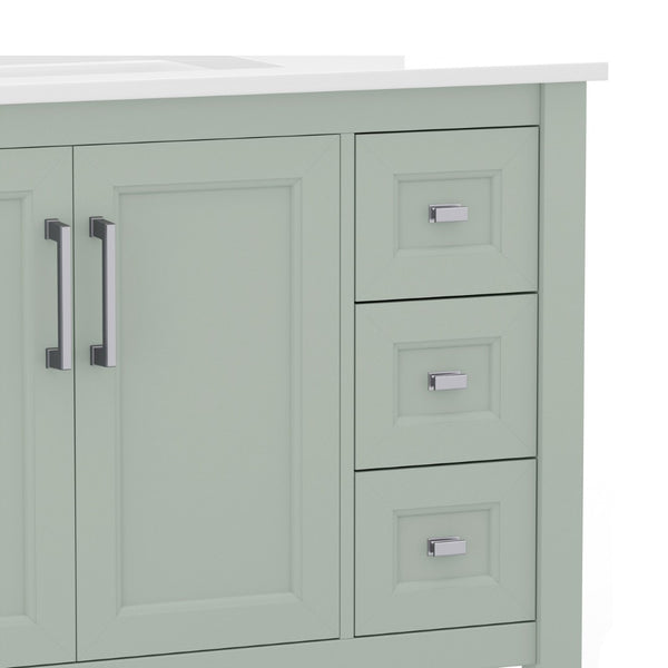 English Elm Vega Bathroom Vanity with Carrara Marble Sink, Soft-Close Storage, and Elegant Open Shelf Design Sage Frame/Nickel Hardware 36" FS-VEGA36-KD-SG-GG