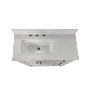 English Elm Vega Bathroom Vanity with Carrara Marble Sink, Soft-Close Storage, and Elegant Open Shelf Design White 36" FS-VEGA36-KD-WH-GG
