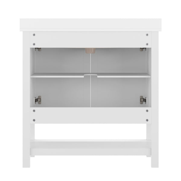 English Elm Vega Bathroom Vanity with Sink Combo - Stylish Carrara Marble Countertop, Soft-Close Doors & Storage White Frame/Black Hardware 36" FS-VEGA36-WH-HDBLK-GG