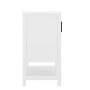 English Elm Vega Bathroom Vanity with Sink Combo - Stylish Carrara Marble Countertop, Soft-Close Doors & Storage White Frame/Black Hardware 36" FS-VEGA36-WH-HDBLK-GG