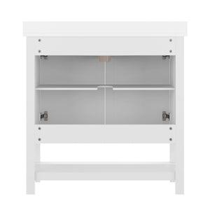 English Elm Vega Bathroom Vanity with Sink Combo - Stylish Carrara Marble Countertop, Soft-Close Doors & Storage White Frame/Gold Hardware 36" FS-VEGA36-WH-HDGLD-GG