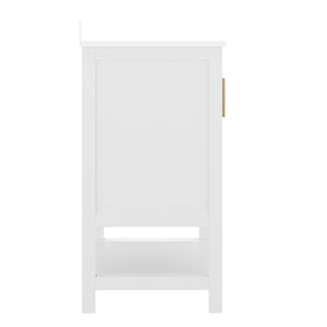 English Elm Vega Bathroom Vanity with Sink Combo - Stylish Carrara Marble Countertop, Soft-Close Doors & Storage White Frame/Gold Hardware 36" FS-VEGA36-WH-HDGLD-GG