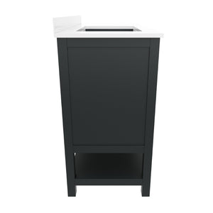 English Elm Vega Bathroom Vanity with Carrara Marble Sink, Soft-Close Storage, and Elegant Open Shelf Design Black Frame/Nickel Hardware 42" FS-VEGA42-BK-GG