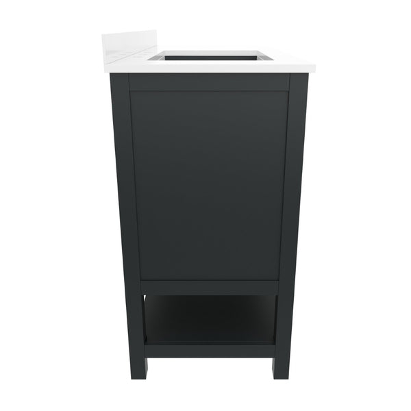 English Elm Vega Bathroom Vanity with Carrara Marble Sink, Soft-Close Storage, and Elegant Open Shelf Design Black Frame/Nickel Hardware 42" FS-VEGA42-BK-GG