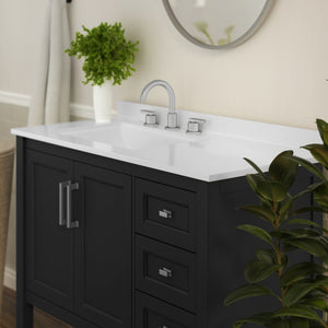 English Elm Vega Bathroom Vanity with Carrara Marble Sink, Soft-Close Storage, and Elegant Open Shelf Design Black Frame/Nickel Hardware 42" FS-VEGA42-BK-GG