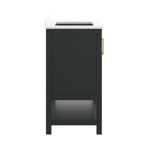 English Elm Vega Bathroom Vanity with Carrara Marble Sink, Soft-Close Storage, and Elegant Open Shelf Design Black Frame/Gold Hardware 42" FS-VEGA42-BK-HDGLD-GG