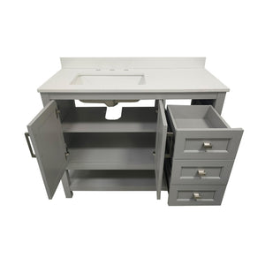English Elm Vega Bathroom Vanity with Carrara Marble Sink, Soft-Close Storage, and Elegant Open Shelf Design Gray 42" FS-VEGA42-GY-GG