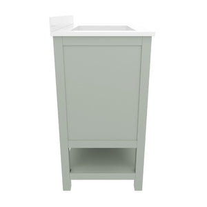 English Elm Vega Bathroom Vanity with Carrara Marble Sink, Soft-Close Storage, and Elegant Open Shelf Design Sage Frame/Nickel Hardware 42" FS-VEGA42-SG-GG