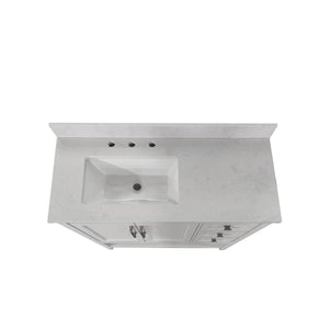 English Elm Vega Bathroom Vanity with Carrara Marble Sink, Soft-Close Storage, and Elegant Open Shelf Design White 42" FS-VEGA42-WH-GG