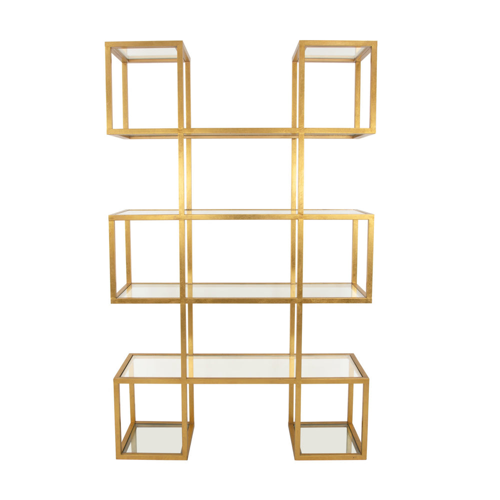 Zeugma Fs614 Gold Box Cube Shelf - Luxurious Metal & Glass Storage Solution With Stunning Gold Leaf Finish Gold Leaf Metal,Tempered Glass Fs614 Gold