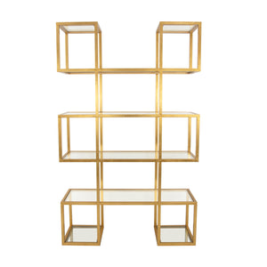 Zeugma Fs614 Gold Box Cube Shelf - Luxurious Metal & Glass Storage Solution With Stunning Gold Leaf Finish Gold Leaf Metal,Tempered Glass Fs614 Gold