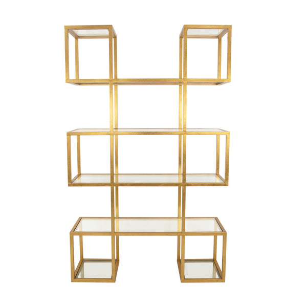 Zeugma Fs614 Gold Box Cube Shelf - Luxurious Metal & Glass Storage Solution With Stunning Gold Leaf Finish Gold Leaf Metal,Tempered Glass Fs614 Gold