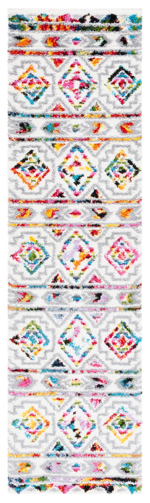Safavieh Fiesta Shag Area Rug - Vibrant Geometric Design For Cozy Elegance And Modern Style In Any Room Cream ,Multi Polypropylene Pile Fsg365a-5sq