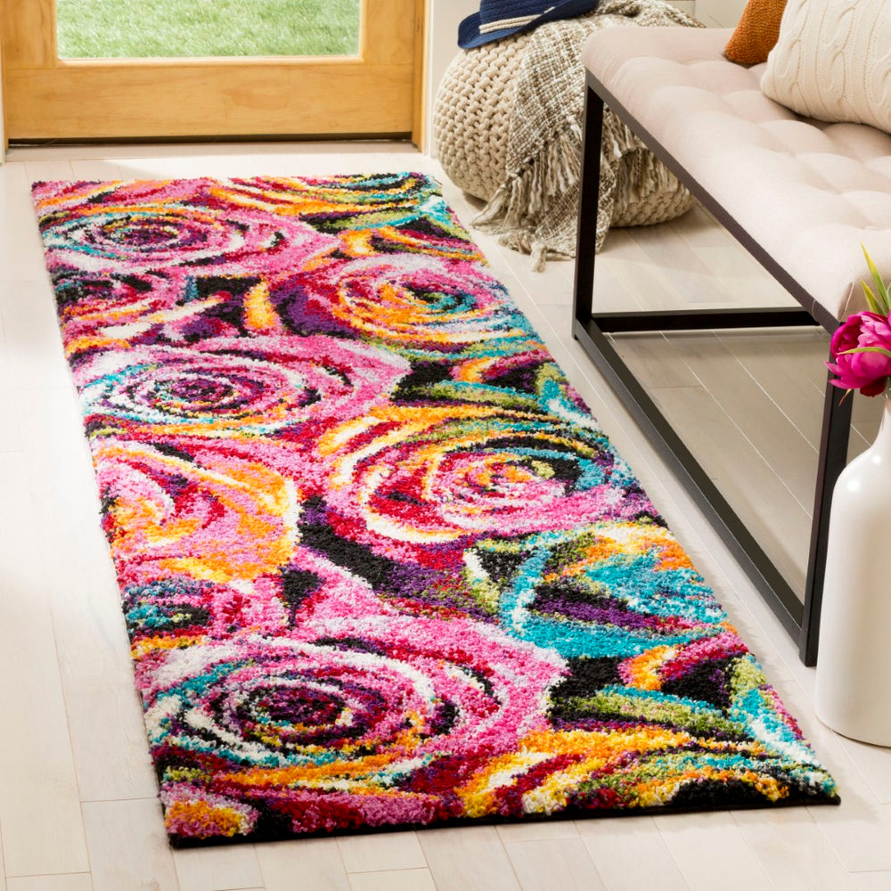 Safavieh Fiesta Shag Area Rug – Vivid Colorful Accents For Cozy Comfort And Stylish Interior Décor Enhancements Fuchsia ,Multi Polypropylene Pile Fsg366b-4r