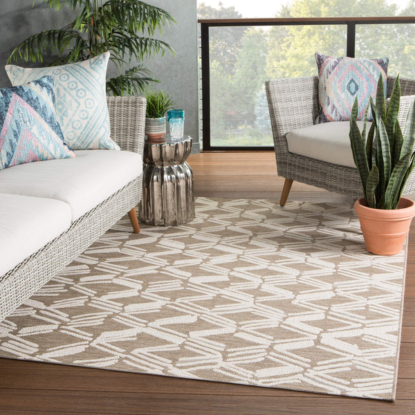 Jaipur Living Jaipur Living Caelum Flatweave Trellis Polypropylene Rug for Indoor Outdoor Spaces Beige 4'X5'7" RUG145519