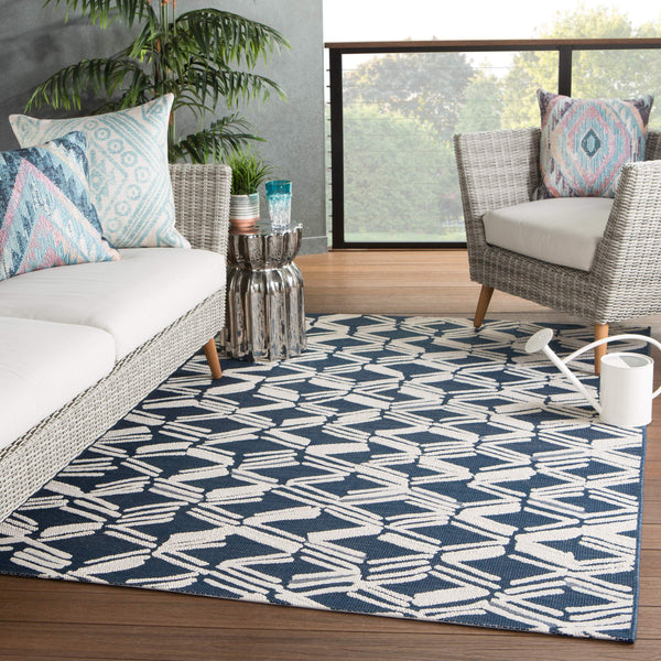 Jaipur Living Jaipur Living Caelum Flatweave Trellis Polypropylene Rug for Indoor Outdoor Spaces Navy 7'10"X10'10" RUG146082