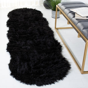 Safavieh Faux Sheep Skin Area Rug - Luxurious Power-loomed Design In Deep Hues For Elegant Home Decor Black Japanese Acrylic Fss115b-8