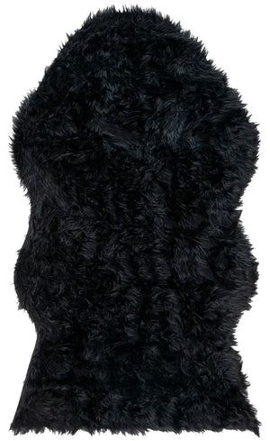 Safavieh Faux Sheep Skin Area Rug - Luxurious Power-loomed Design In Deep Hues For Elegant Home Decor Black Japanese Acrylic Fss115b-8