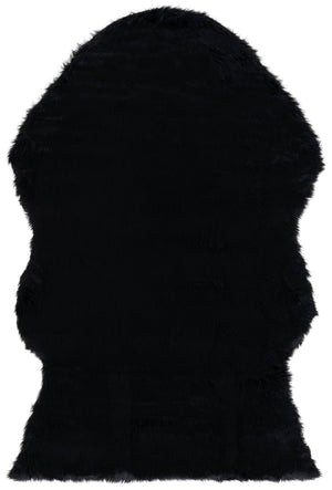 Safavieh Faux Sheep Skin Area Rug - Luxurious Power-loomed Design In Deep Hues For Elegant Home Decor Black Japanese Acrylic Fss115b-8
