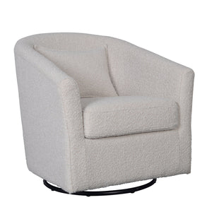 Lh Imports Carmen Club Chair - Elegant Boucle Cream Design With Cozy Pillow For Stylish Home Decor Upgrade Beige Polyester,Acrylic,Pu Foam,Pinewood,Plywood,Metal Fth024s