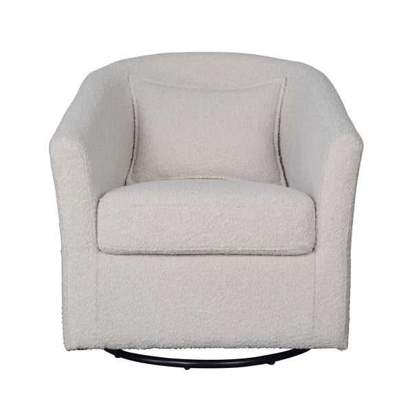 Lh Imports Carmen Club Chair - Elegant Boucle Cream Design With Cozy Pillow For Stylish Home Decor Upgrade Beige Polyester,Acrylic,Pu Foam,Pinewood,Plywood,Metal Fth024s