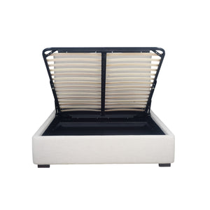 Lh Imports Allure Storage Queen Bed - Maya Oatmeal: Elegant Design With Ample Storage For Stylish Home Decor Beige Wood,Metal,Polyester,Linen,Gas Lift,Pu Foam,Polyester Fiber Fth032q