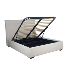 Lh Imports Allure Storage Queen Bed - Maya Oatmeal: Elegant Design With Ample Storage For Stylish Home Decor Beige Wood,Metal,Polyester,Linen,Gas Lift,Pu Foam,Polyester Fiber Fth032q