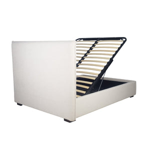 Lh Imports Allure Storage Queen Bed - Maya Oatmeal: Elegant Design With Ample Storage For Stylish Home Decor Beige Wood,Metal,Polyester,Linen,Gas Lift,Pu Foam,Polyester Fiber Fth032q