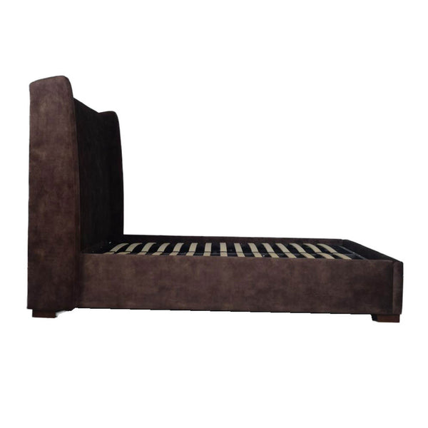 Lh Imports Cora Storage King Bed - Luxurious Velvet Design For Elegant Home Decor And Maximum Storage Space Brown Plywood,Mdf,Rubberwood,Metal,Polyester,Linen,Gas Lift,Pu Foam,Polyester Fiber Fth034k