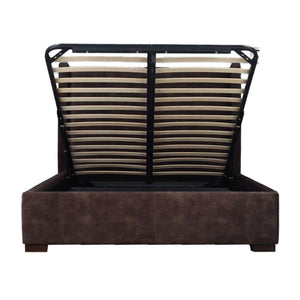 Lh Imports Cora Storage King Bed - Luxurious Velvet Design For Elegant Home Decor And Maximum Storage Space Brown Plywood,Mdf,Rubberwood,Metal,Polyester,Linen,Gas Lift,Pu Foam,Polyester Fiber Fth034k