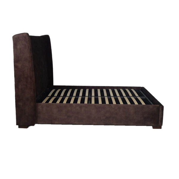 Lh Imports Cora Storage King Bed - Luxurious Velvet Design For Elegant Home Decor And Maximum Storage Space Brown Plywood,Mdf,Rubberwood,Metal,Polyester,Linen,Gas Lift,Pu Foam,Polyester Fiber Fth034k