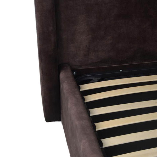 Lh Imports Cora Storage King Bed - Luxurious Velvet Design For Elegant Home Decor And Maximum Storage Space Brown Plywood,Mdf,Rubberwood,Metal,Polyester,Linen,Gas Lift,Pu Foam,Polyester Fiber Fth034q