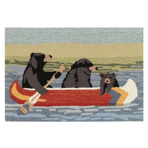 Trans Ocean Liora Manne Frontporch Are We Bear Yet? Fun Indoor/Outdoor Rug With Playful Canoeing Bears Design Blue Polyester,Acrylic Ftp12189203