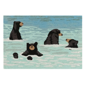 Trans Ocean Liora Manne Frontporch Bathing Bears Rug - Charming Indoor/Outdoor Mat For Nature Lovers' Spaces Blue Polyester,Acrylic Ftp12434003