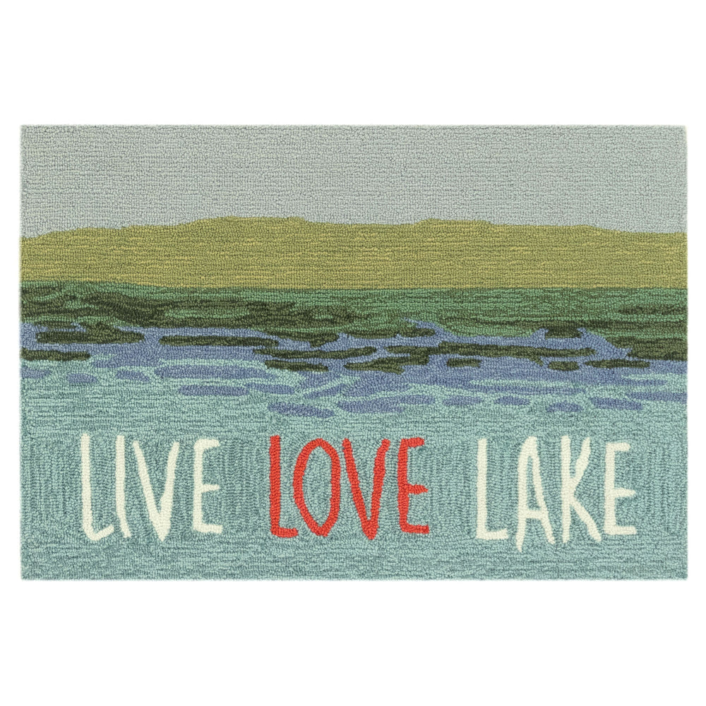 Trans Ocean Liora Manne Frontporch Live Love Lake Indoor/Outdoor Handmade Pillow - Nature-inspired Accent Blue Polyester,Acrylic Ftp12450703