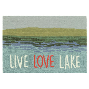 Trans Ocean Liora Manne Frontporch Live Love Lake Indoor/Outdoor Handmade Pillow - Nature-inspired Accent Blue Polyester,Acrylic Ftp12450703