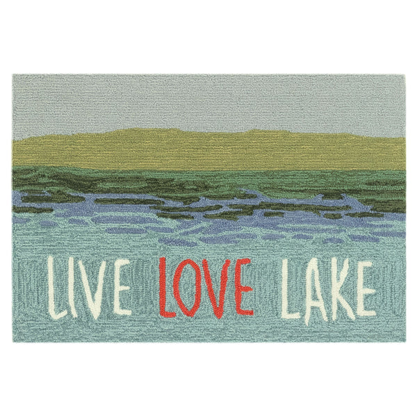 Trans Ocean Liora Manne Frontporch Live Love Lake Indoor/Outdoor Handmade Pillow - Nature-inspired Accent Blue Polyester,Acrylic Ftp12450703