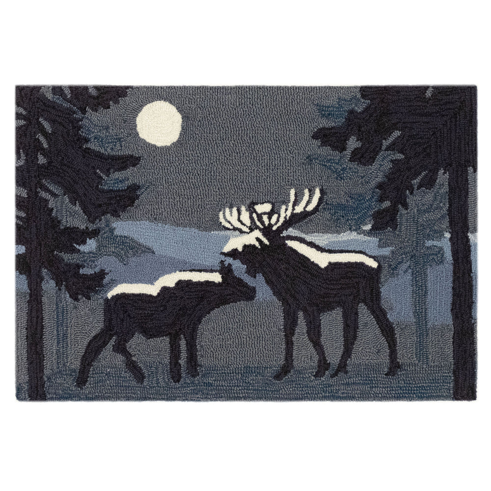 Trans Ocean Liora Manne Frontporch Moonlit Moose Indoor/Outdoor Rug - Soft, Romantic Lodge Decor For Any Space Navy Polyester,Acrylic Ftp12451047