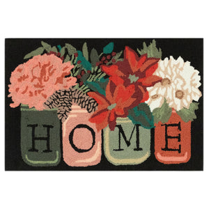 Trans Ocean Liora Manne Frontporch Holiday Home Indoor/Outdoor Rug With Rustic Floral Scene For All Seasons Black Polyester,Acrylic Ftp12452048