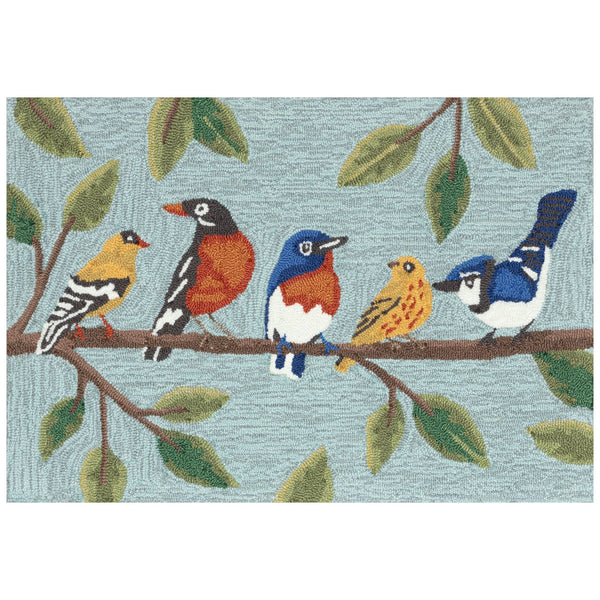 Trans Ocean Liora Manne Frontporch Indoor/Outdoor Rug - Charming Birds On Branch Design For Any Space Blue Polyester,Acrylic Ftp12467103