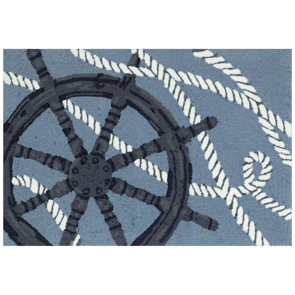 Trans Ocean Liora Manne Frontporch Captain's Wheel Indoor/Outdoor Mat - Nautical Design For Stylish Spaces Blue Polyester,Acrylic Ftp12467203