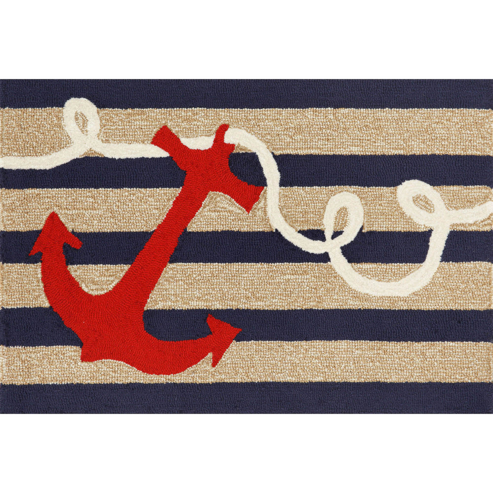 Trans Ocean Liora Manne Frontporch Anchor Indoor/Outdoor Mat - Hand-tufted Coastal Charm For Any Space Navy Polyester,Acrylic Ftp34140033