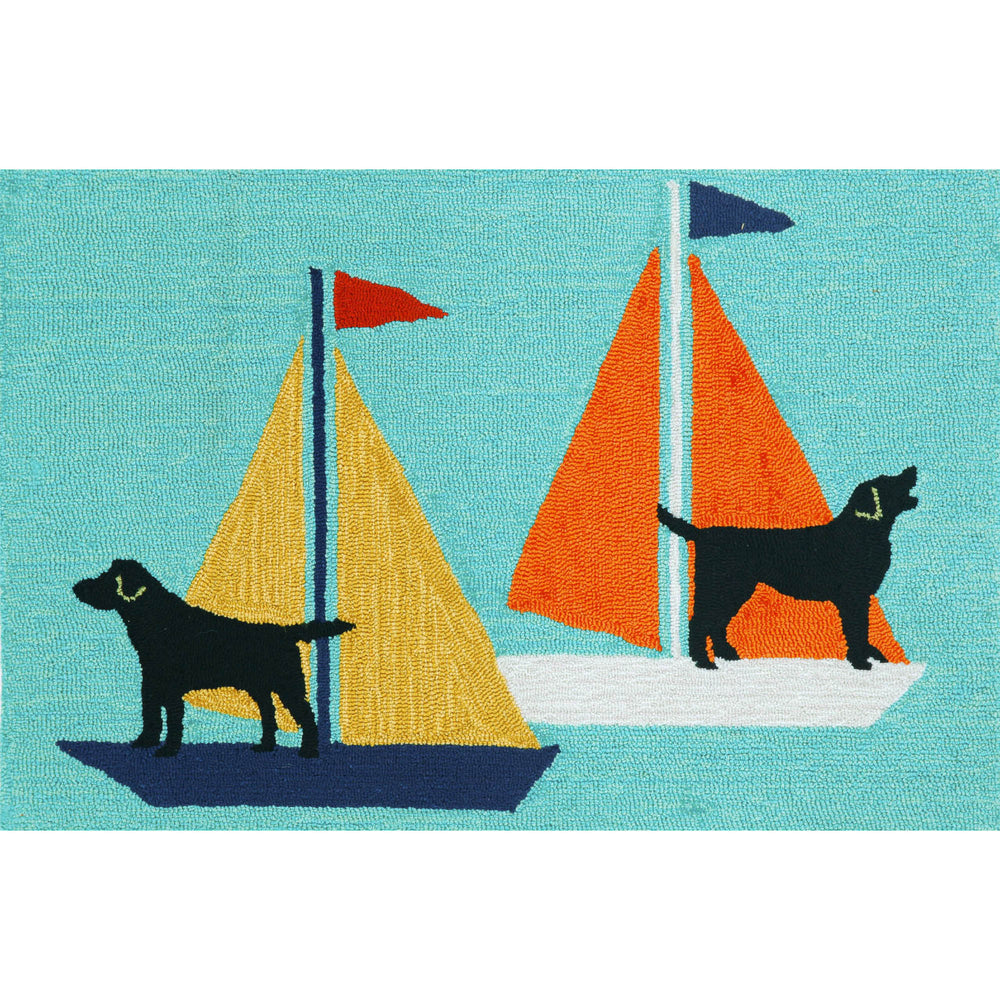 Trans Ocean Liora Manne Frontporch Sailing Dog Indoor/Outdoor Rug - Colorful Nautical Design For Any Space Blue Polyester,Acrylic Ftp23140203