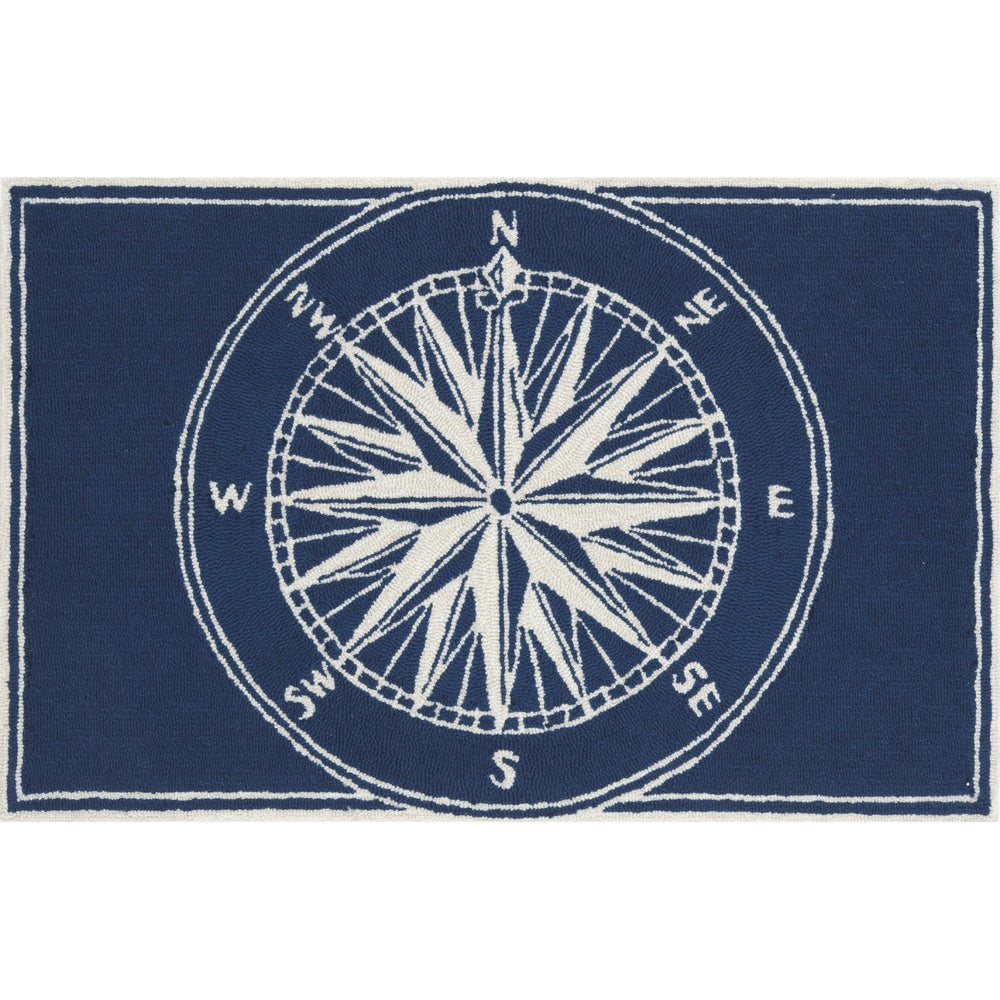Trans Ocean Liora Manne Frontporch Compass Indoor/Outdoor Mat - Nautical Coastal Decor For Beach Lovers Navy Polyester,Acrylic Ftp23144733