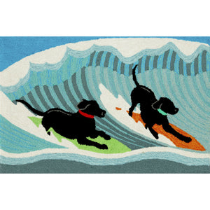 Trans Ocean Liora Manne Frontporch Surfing Dogs Coastal Indoor/Outdoor Mat For A Vibrant Beachy Entrance Blue Polyester,Acrylic Ftp12147304