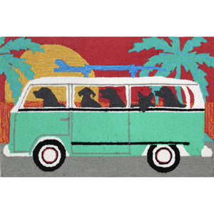 Trans Ocean Liora Manne Frontporch Beach Trip Indoor/Outdoor Mat - Playful Coastal Design With Black Labs Blue Polyester,Acrylic Ftp34147504