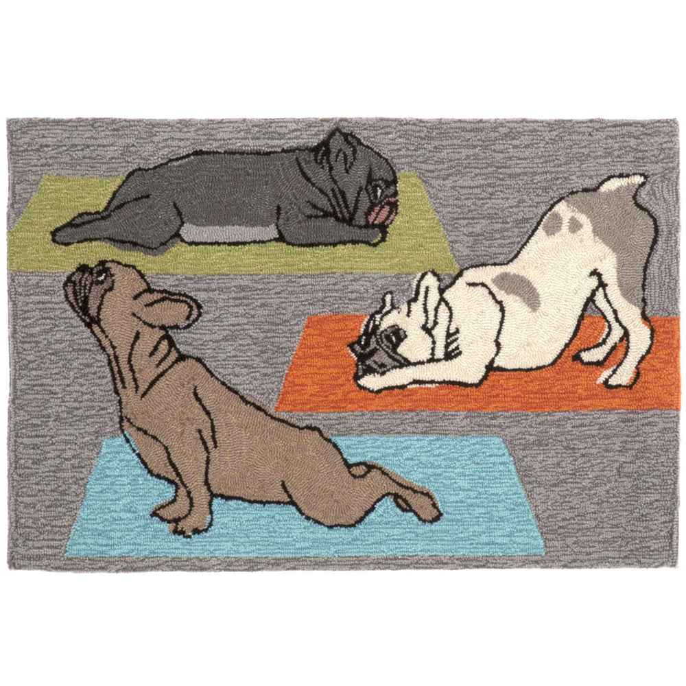 Trans Ocean Liora Manne Frontporch Yoga Dogs Indoor/Outdoor Mat - Colorful, Durable Pet-friendly Design Grey Polyester,Acrylic Ftp12148847