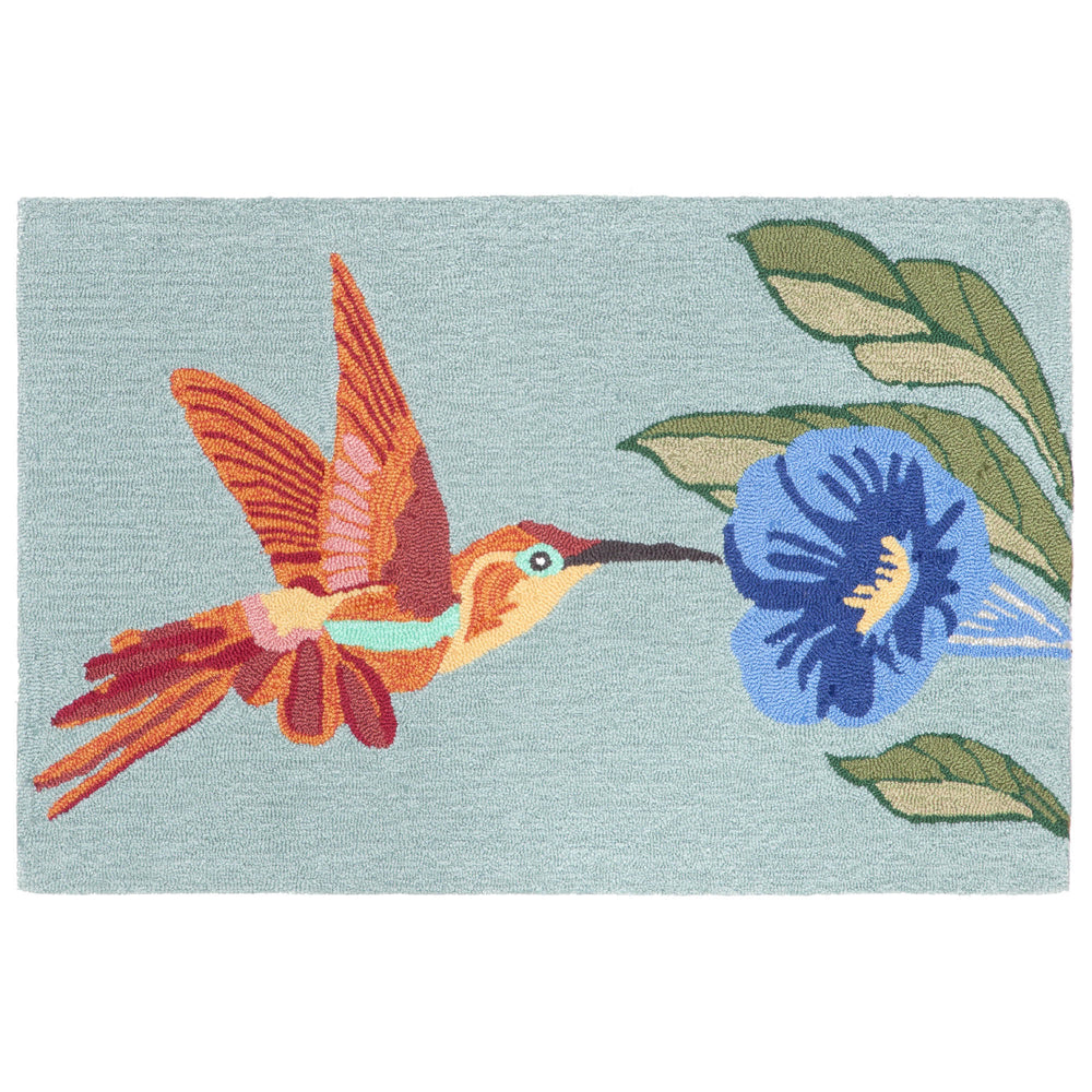 Trans Ocean Liora Manne Hummingbird Indoor/Outdoor Area Rug - Vibrant Floral Design For Your Home Decor Blue Polyester,Acrylic Ftp23152703